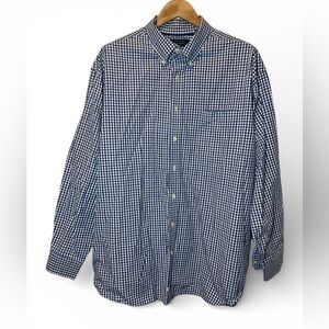 Roundtree & Yorke Blue‎ Black Gingham Button Down Preppy Business Casual 3X